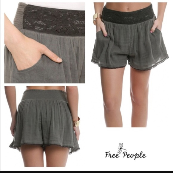 Free People Pants - Free People Green Cotton Shorts.